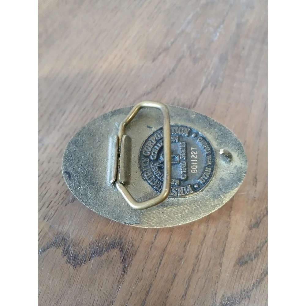 Vintage idaho belt buckle brass first security Corp esto perpetua